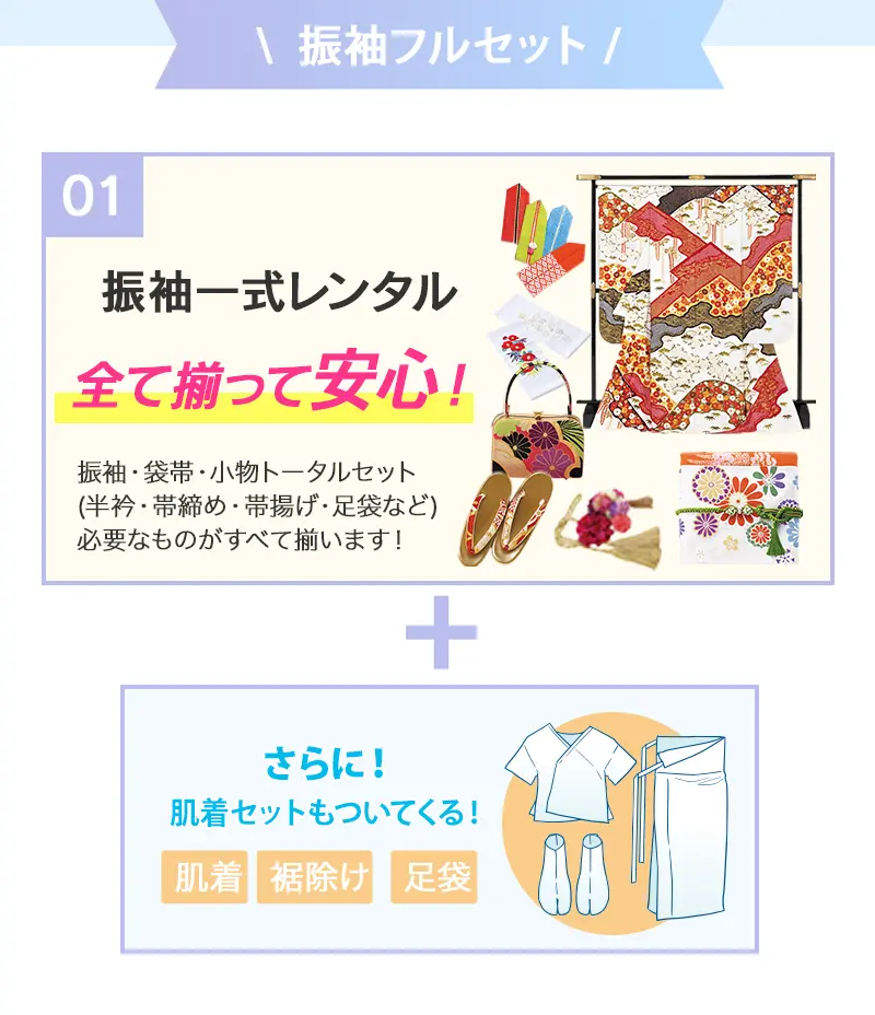 振袖レンタルフルセットの内容