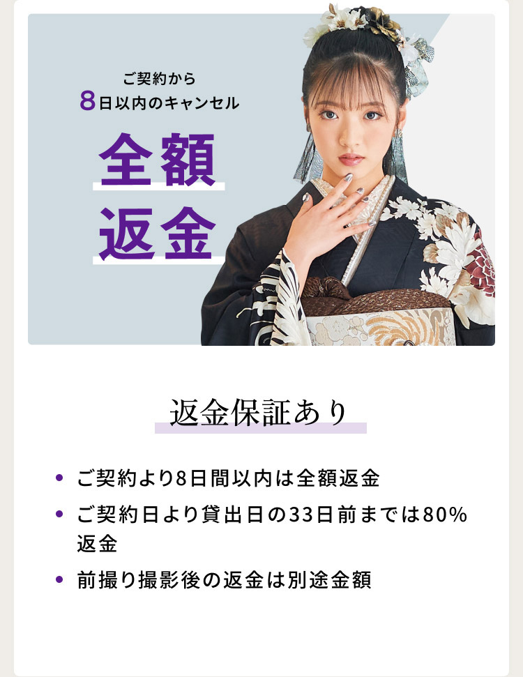 ご契約から8日以内のキャンセル全額返金