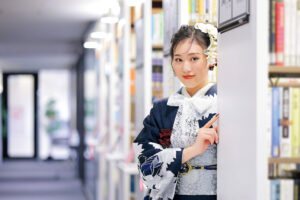 レース半衿で振袖コーディネート